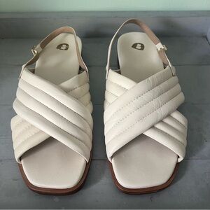 Bared White Leather Sandals